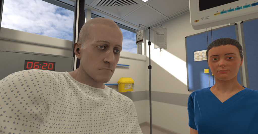 Clamminess virtual patient